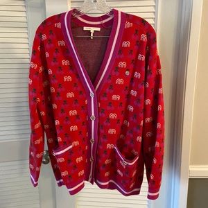 Maje Paris cherry jacquard cardigan